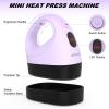 eSeedy Mini Heat Press Machine, 3 Heat Settings& Fast Heating, 15 Mins Auto-Off, Insulated Safety Base, Mini Iron for Crafting, T Shirts, Hats, Heating Transfer Projects (Purple) view 2