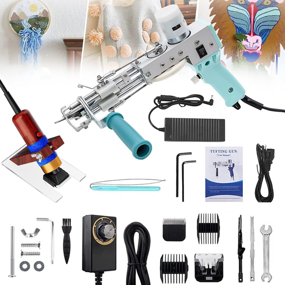 CHIPEL Tufting Gun with Carpet Trimmer 2 in 1 Cut Pile and Loop Pile Tufting Gun,High Speed 5-40 Stitches/Sec,Carpet Trimmer Tufting for Sculpting,A Must Have for Tufting Lover
