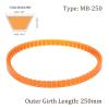 Kozelo 2Pcs MB250 Standard Sewing Machine Motor Belts - [250mm Girth x 4mm Thickness ] Polyurethane Motor Drive V-Belt for Household Electric Sewing Machine Use, Single Tooth, Orange view 3