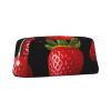 LZQPOEAS Strawberry Pencil Case Leather Pen Bag Travel Makeup Bag Zipper Organizer Bag for Women Men view 2