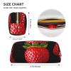 LZQPOEAS Strawberry Pencil Case Leather Pen Bag Travel Makeup Bag Zipper Organizer Bag for Women Men view 4