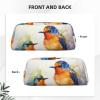LZQPOEAS Oil painting bird Pencil Case Leather Pen Bag Travel Makeup Bag Zipper Organizer Bag for Women Men view 3