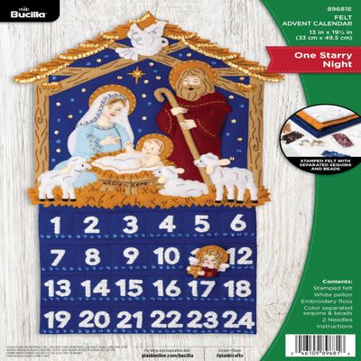 Bucilla Felt Applique Advent Calendar Kit, One Starry Night, Perfect for Holiday DIY Arts and Crafts, 89681E