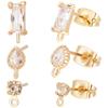 Beebeecraft 1 Box 30Pcs 3 Styles Post Studs Earrings with Loop 18K Gold Plated Cubic Zirconia Teardrop Rectangle Stud Earring Findings and 30Pcs Butterfly Earring Backs for Jewellery Making view 1