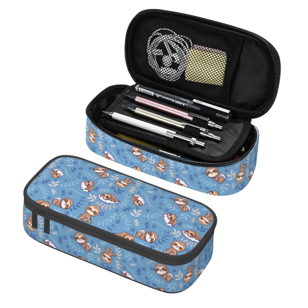 Aoojanu Cute Sleep Sloth Large Pencil Case With Zipper Compartments Stationery Pencil Bag For Kids Teens Students School Supplies