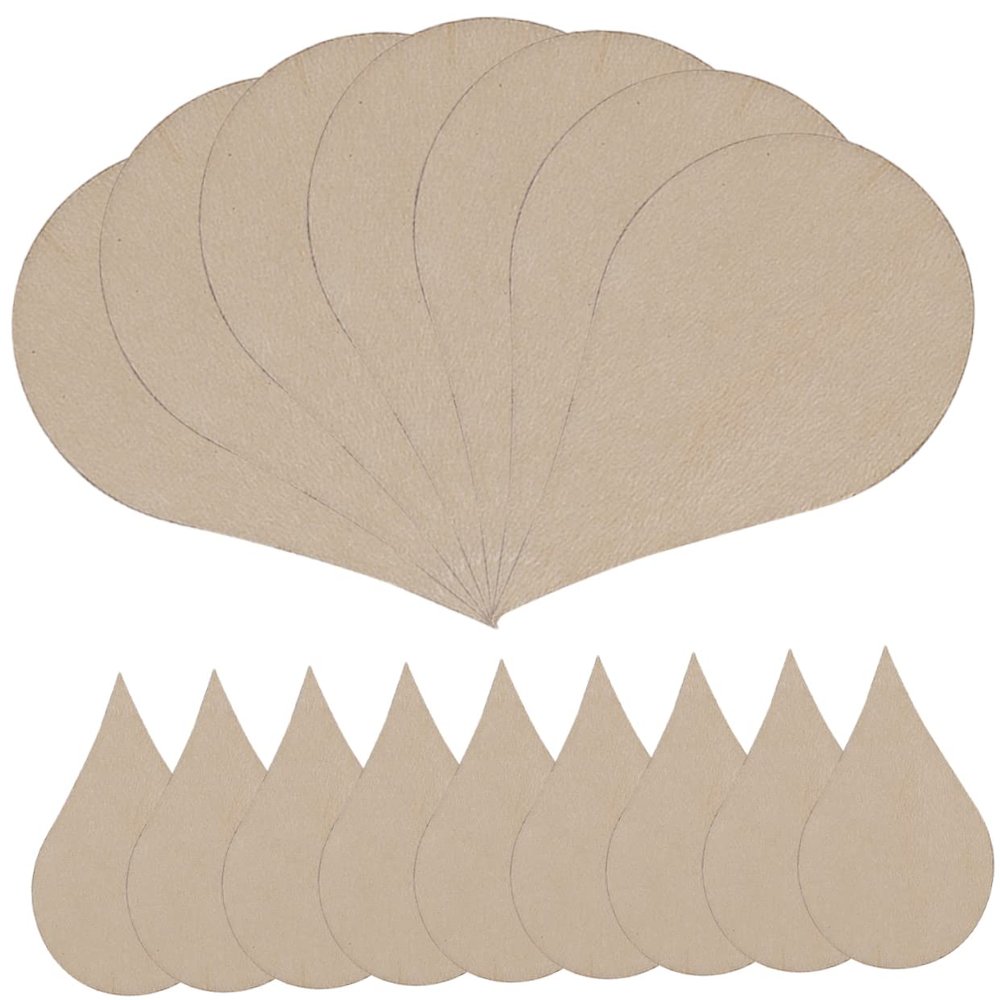 Hohopeti 200pcs Water Drop Shaped DIY Wood Slices Embellishments for Craft Decorations
