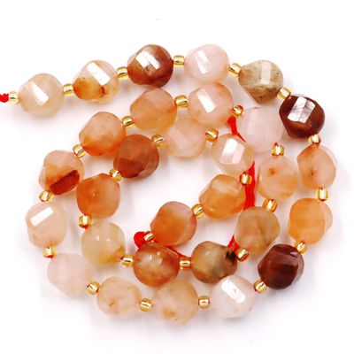Malahill Wholesale Natural Stone Beads for DIY Jewelry Making Sold per Bag 5 Strands and one roll Cord Inside Faceted S Shape Sakura Quartz 10mm