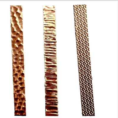 NineTribe Basics Set of 3 Patterned Copper Wire Strips 24 Gauge 1 Strip Each Pattern 6 INCHES Long by 0.5 INCH Thick