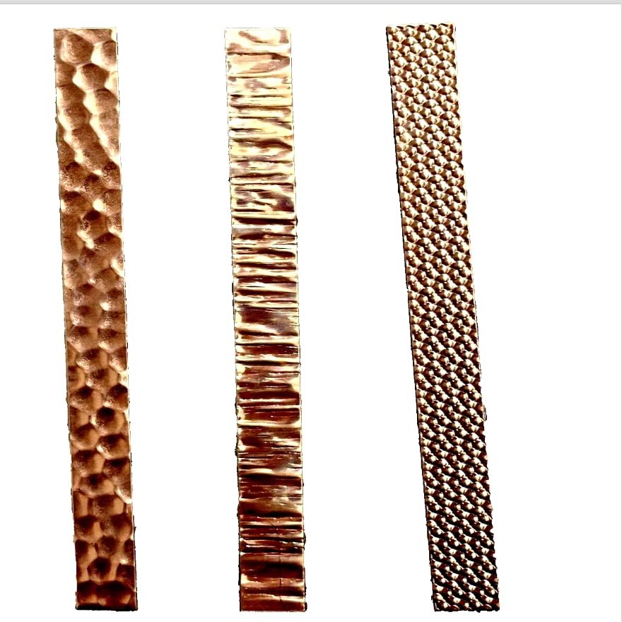 NineTribe Basics Set of 3 Patterned Copper Wire Strips 24 Gauge 1 Strip Each Pattern 6 INCHES Long by 0.5 INCH Thick
