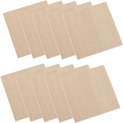 10pcs Unfinished Wood Pieces Wooden Crafts Cutouts Unfinished Wood Slices Blank Wooden Tags Wooden Hanging Pendants for Arts Crafts DIY Wedding Decoration - Square
