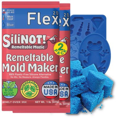 Remeltable Silicone Mold Making Kit 2 POUNDS. - Easier Than Silicone Mold Maker. Reuse 30x, No Mix, Non-Toxic, Food-Contact Safe for Plaster, Resin, Epoxy, Chocolate, Wax & Soap Mold