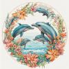 NineTribe Basics Dolphins and Flower Cross Stitch Kits for Beginners Stamped Cross-Stitch Supplies Needlework DIY 11CT 3 Strands Cotton Thread Printed DIY Needlepoint Kits 5050cm (sm46), FIF-CUCROSS 325A46 view 1