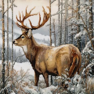 NineTribe Basics Deer Cross Stitch Kits for Beginners Stamped Cross-Stitch Supplies Needlework DIY 11CT 3 Strands Cotton Thread Printed DIY Needlepoint Kits 5040cm (sm42), As described, FIF-CUCROSS 325A42