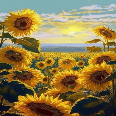 Parbamll Diamond Painting 5D Sunflower Diamond Painting Kits Full Diamond DIY Diamond Art Flower Sea Rhinestone Craft Digital Painting Cross Stitch Home Wall Decor 20x20inch