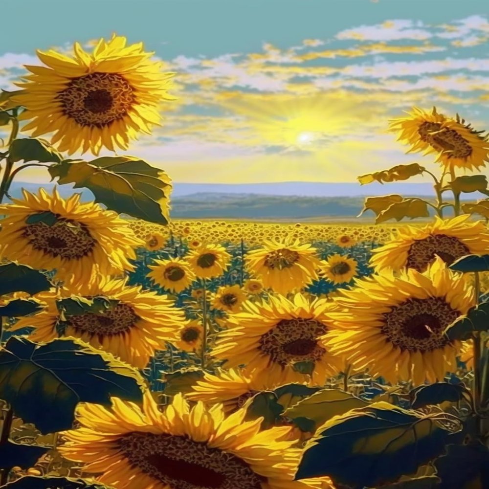 Parbamll Diamond Painting 5D Sunflower Diamond Painting Kits Full Diamond DIY Diamond Art Flower Sea Rhinestone Craft Digital Painting Cross Stitch Home Wall Decor 20x20inch