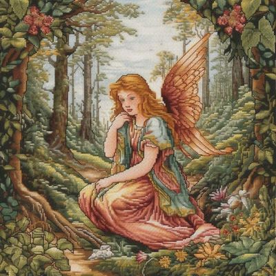 NineTribe Basics Angel Girl Cross Stitch Kits for Beginners Stamped Cross-Stitch Supplies Needlework DIY 11CT 3 Strands Cotton Thread Printed DIY Needlepoint Kits 5050cm (sm33), FIF-CUCROSS 325A33