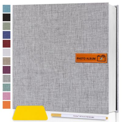 13.2x12.8 Large Photo Album Self Adhesive Page for 4x6 5x7 8x10 Photos Scrapbook Magnetic Photo Albums DIY Memory Picture Book with Sticky Pages for Family Baby Wedding Grey 60 Pages
