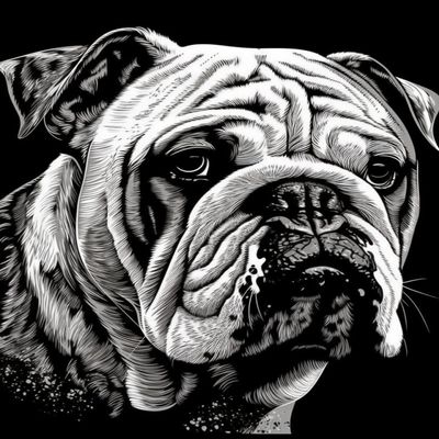 DIY Diamond Art Painting by Numbers Black and White Bulldog Illustration Full Round Drill Diamond Mosaic Crystal Rhinestone Arts and Craft for Home Wall Decor 40x50cm(gr186)
