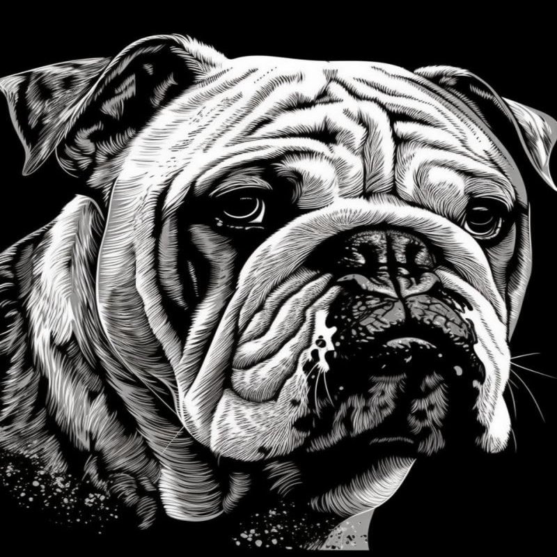 DIY Diamond Art Painting by Numbers Black and White Bulldog Illustration Full Round Drill Diamond Mosaic Crystal Rhinestone Arts and Craft for Home Wall Decor 40x50cm(gr186)