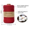 Likeecords 4 Skeins of 4mm X 80m Single Strand Macrame Cord Handmade Decorations Softer Natural Cotton Bohemia DIY Wall Hanging Plant Hanger Craft Knitting Cord Rope(Dark Red) view 2