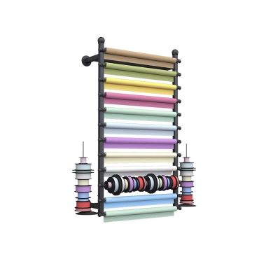 Aimery Ribbon Storage Organizer,Wall Mounted Ribbon Organizer,Wrapping Paper Rack,12-Layer Metal Ribbon Storage for Craft Room,Flower Shop (Color : Black, Size : 70cm/27.6in)