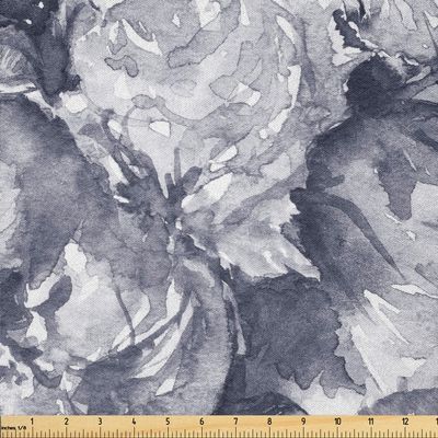 Ambesonne Floral Design Fabric by The Yard, Monochrome Wild Nature Flowers Silhouettes Watercolor Style Artwork, Microfiber Fabric for Arts and Crafts Textiles & Decor, 5 Yards, White and Purpleblue