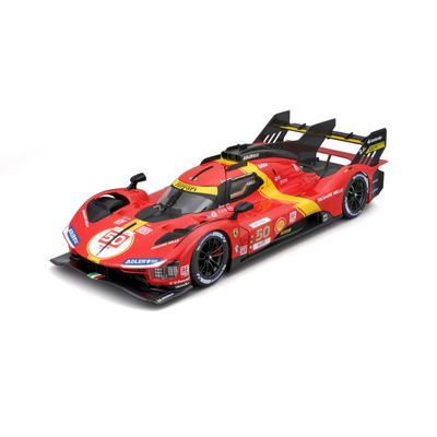 Bburago - Ferrari Deluxe - 499P LMH 2023#51 Victory at The 24h of Le Mans 2023-1:18 Scale Model Race Car - with Doors and Opening Hood - Collectable from 3 Years