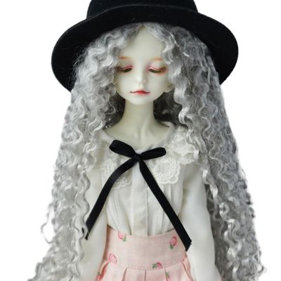 TTYAO REII BJD Wig 6-7 Inch 1/6 Ball Jointed Doll Wig Long Curly SD Dolls Hair Imitation Mohair Doll Accessories (Silver Gray)