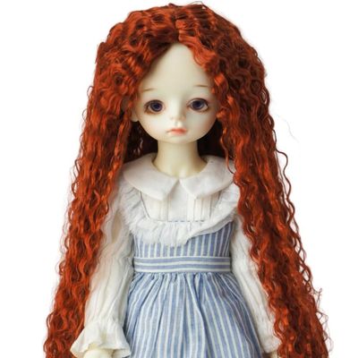 TTYAO REII BJD Wig 6-7 Inch 1/6 Ball Jointed Doll Wig Long Curly SD Dolls Hair Imitation Mohair Doll Accessories (Wine Red)