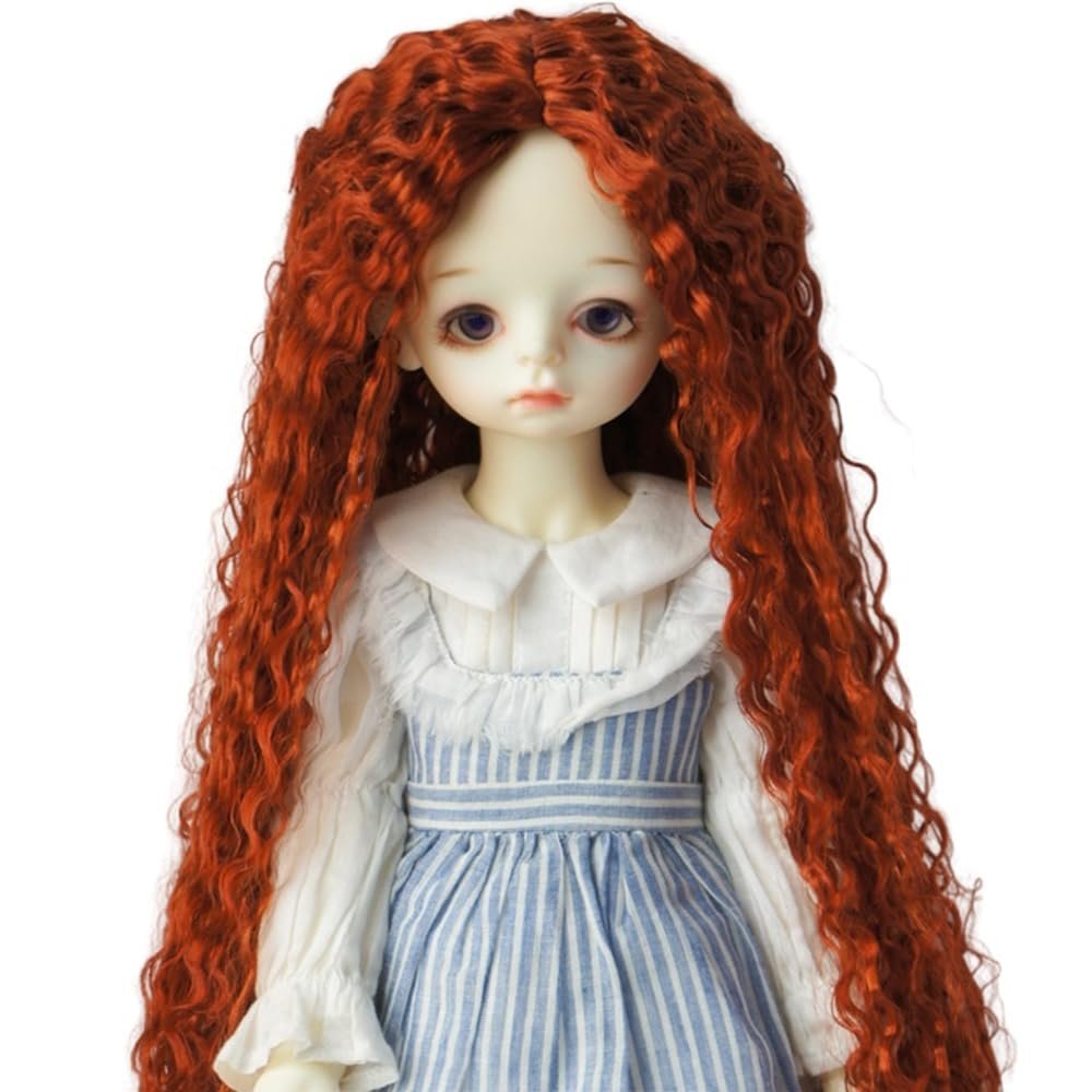 TTYAO REII BJD Wig 6-7 Inch 1/6 Ball Jointed Doll Wig Long Curly SD Dolls Hair Imitation Mohair Doll Accessories (Wine Red)