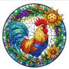 DIY Acrylic Diamond Art Painting Wreath Kits Special Shape Rhinestone Diamond Art Window Pendants Hanging Home Garden Wall Kits Double-Sided Pattern (Single Side Point Drill) -#02-Rooster view 2