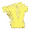 MECCANIXITY 3Pcs Chenille Letters Patches Large Size 3.15"x2.95" Iron-on Letters V Golden Glitter Embroidered Patches for Clothing, Shoes, Hats, Backpacks, (Yellow) view 1