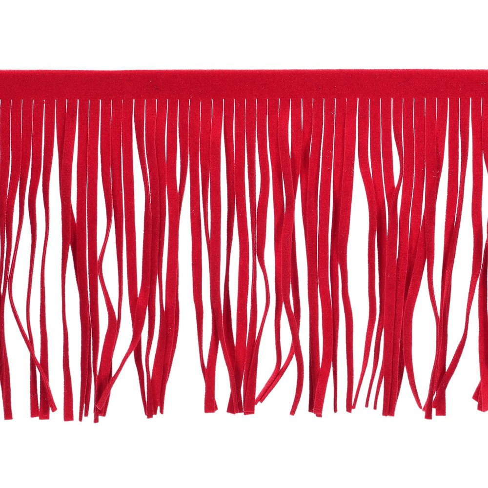 uxcell 1 Yard 10 Inch Faux Suede PU Leather Fringe Trim Double Side Leather Sewing Tassel Fringe for DIY Sewing Dress Crafts Skirt Decoration, Bright Red