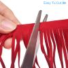 uxcell 1 Yard 10 Inch Faux Suede PU Leather Fringe Trim Double Side Leather Sewing Tassel Fringe for DIY Sewing Dress Crafts Skirt Decoration, Bright Red view 4