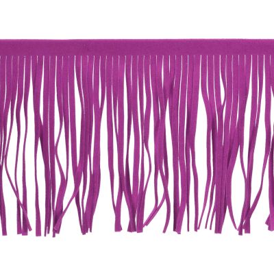 uxcell 1 Yard 4 Inch Faux Suede PU Leather Fringe Trim Double Side Leather Sewing Tassel Fringes for DIY Sewing Dress Crafts Skirt Decoration, Purple