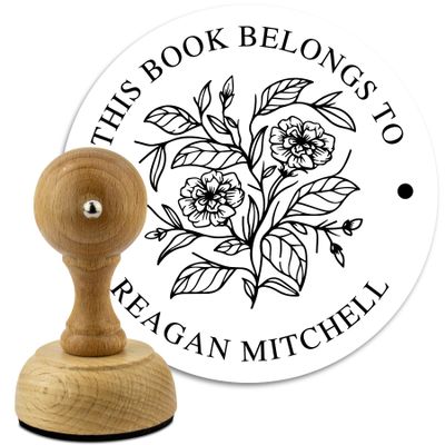 Custom Wood Library Hand Stamp - Style 076 - Great for Customizing Books, Ex Libris, Personalized Journals and More.