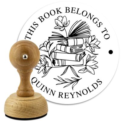 Custom Wood Library Hand Stamp - Style 077 - Great for Customizing Books, Ex Libris, Personalized Journals and More.