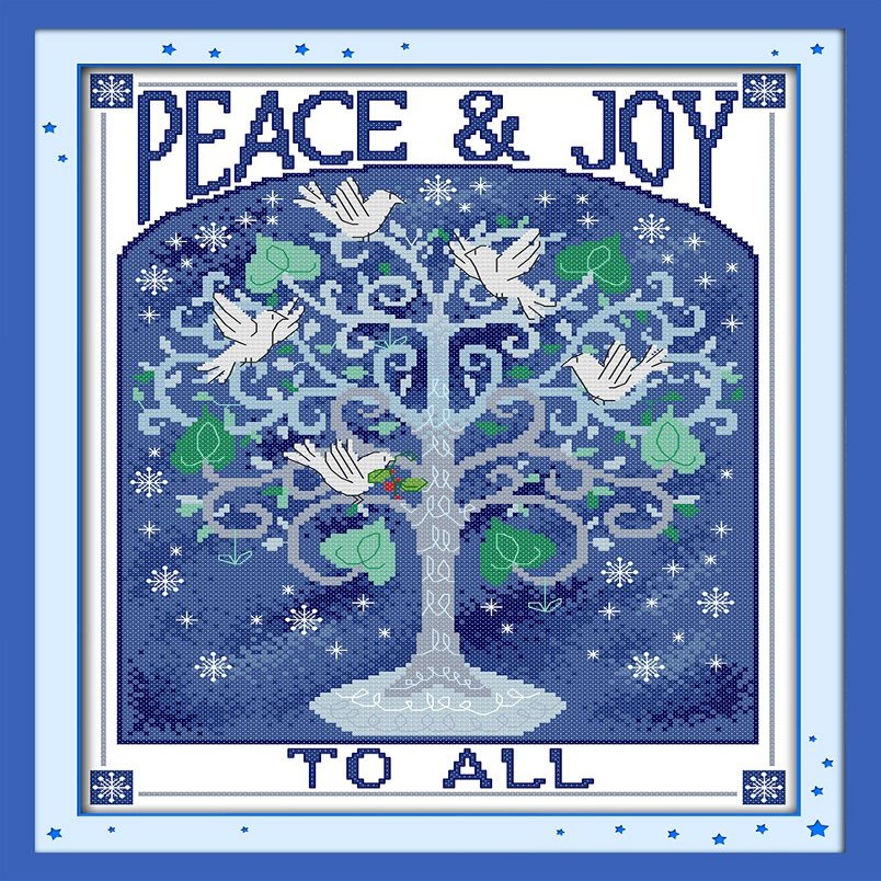 Qeerysew Cross Stitch Kits Stamped Full Range of Embroidery Starter Kits for Beginners DIY- Printed kit Wishing Tree(Printed) 11CT15.7x19.7inches