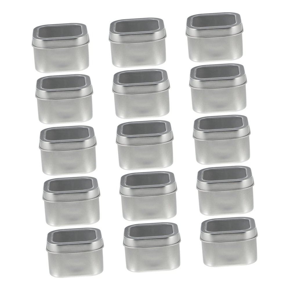 HOODANCOS Storage Tins Lids 15pcs Metal Square Tins Window Lids for Candle Making Diy Projects