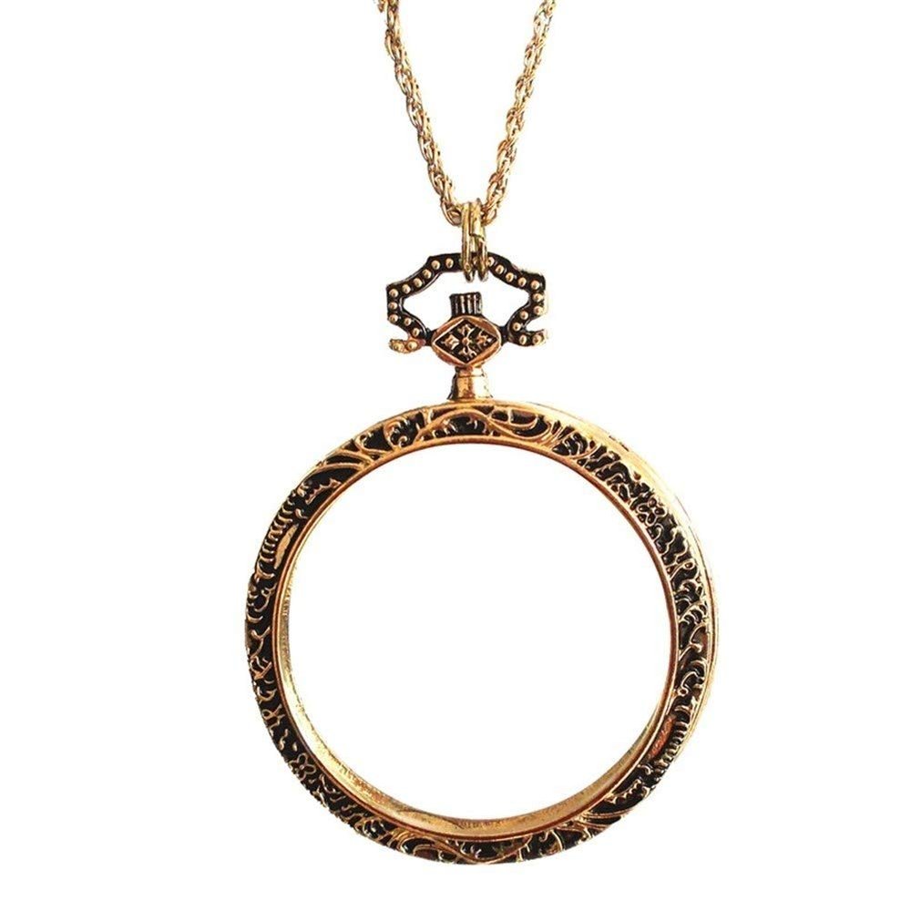 HOMOMOSS Magnifier Handheld Magnifier 10x Magnifying Glass Necklace Accessories Magnifying Mirror Carved Design Magnifying Lens for Home Learning Reading and Fault Finding