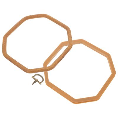 Anneome Cross Stitch Supplies Pp Plastic Octagonal Embroidery Hoop Sturdy Frame for Craft Sewing Decorative Ring