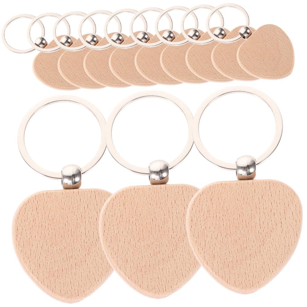 PLAFOPE 12pcs Unfinished Keychain Blanks for Crafting Smooth Polished Wooden Key for Custom Engraving Personalization Lightweight Craft Supplies