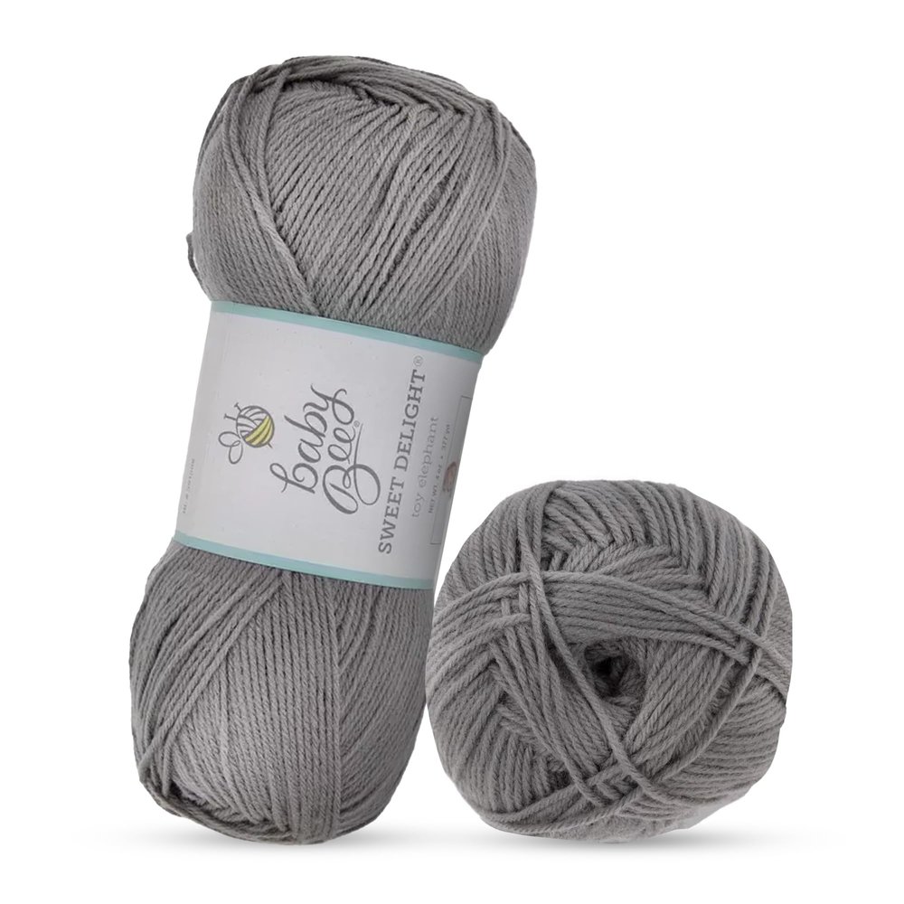 Hobby Lobby Baby Bee Light Yarn for Crocheting & Knitting Soft Skein 377 Yards of 60% Acrylic & 40% Polyamide Yarn for Crocheting Blankets, Hats, & More, Toy Elephant