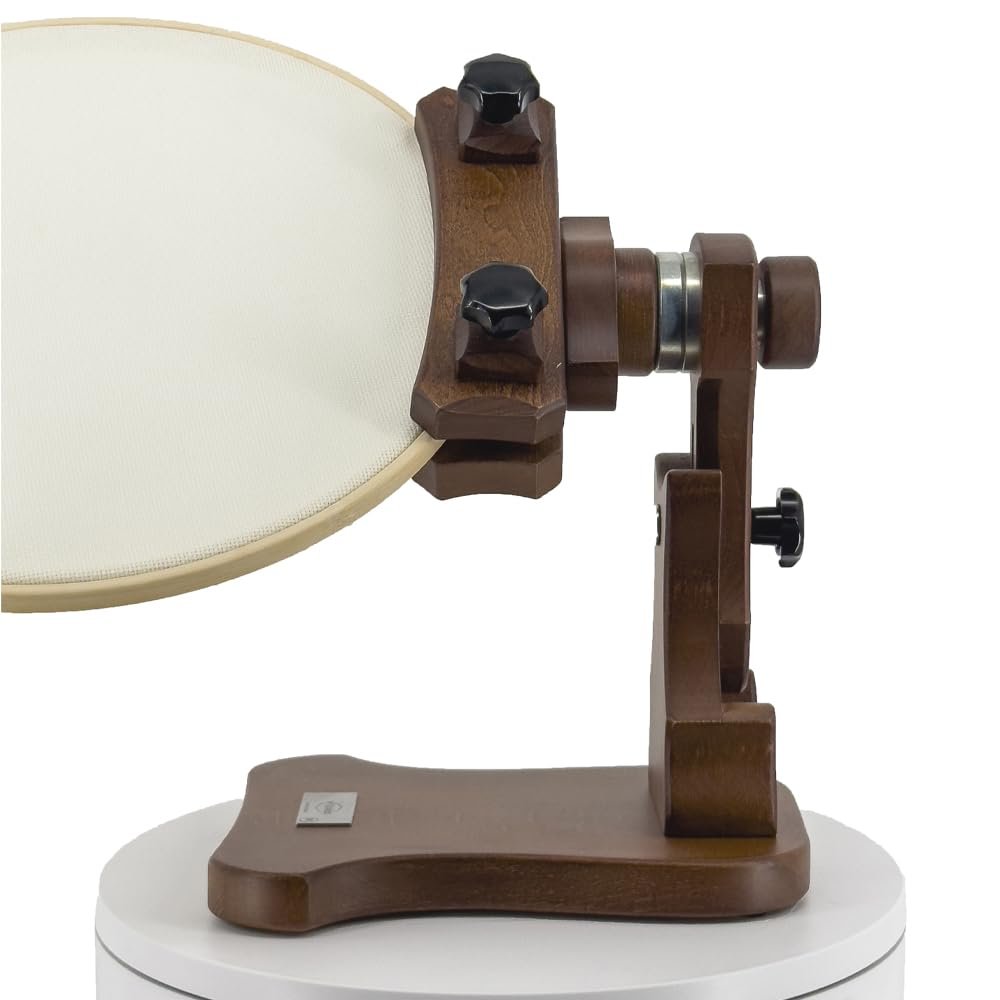 W-Stands Inc. Embroidery Hoop and Q-Snap Frame Stand - The Frog - Natural Wood - Handmade Product - Adjustable Handmade Wooden Embroidery Stand for Cross Stitch & Q-Snap Frames
