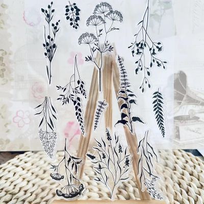 Rubber Stamps for Crafting,11x16cm Flower Grass Clear Stamp Transparent Silicone Stamp for Scrapbooking Photo Album Decoration