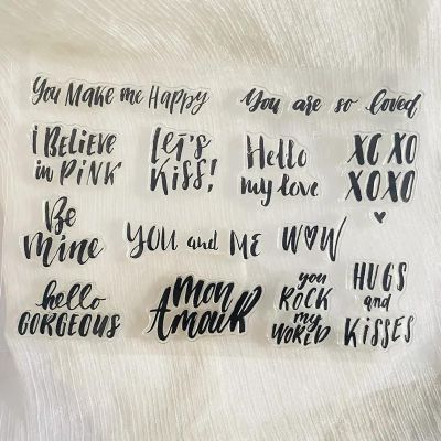 JIAPAILAIYUN Rubber Stamps for Crafting,11x16cm Valentine Day Lover Common Phrase Clear Stamp Transparent Silicone Stamp Seal Sheet for Scrapbooking Photo Album Decoration