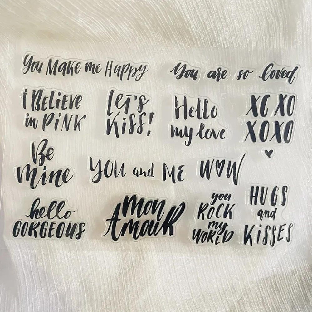 JIAPAILAIYUN Rubber Stamps for Crafting,11x16cm Valentine Day Lover Common Phrase Clear Stamp Transparent Silicone Stamp Seal Sheet for Scrapbooking Photo Album Decoration