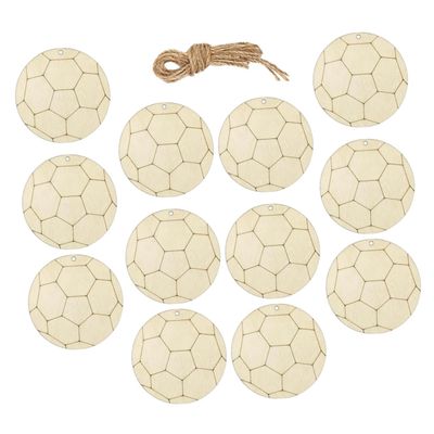 Anneome DIY Football Charm Tags Natural Wood Slices Unfinished Craft Wood Blanks for Decorations