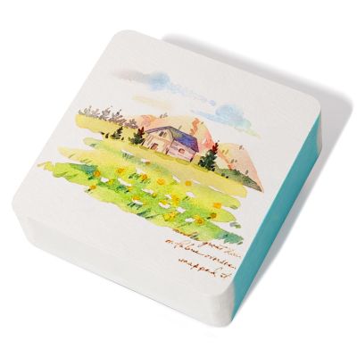 Lightwish 60 Sheets Mini Square Painting Notebook 3.5 * 3.5'' Cold Press 300gsm/140lb, Portable Tearable Travel Size Portable Tearable Square Painting Notebook, Watercolor Art Paper Sketchbook