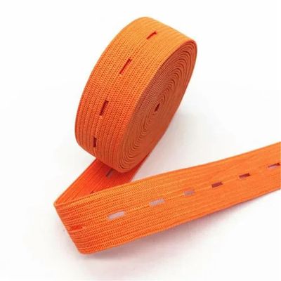 XlyCjkb Elastic Band,Elastic Belt,1/5/10yard 20mm with Hole Elastic Bands Button Hole Knit Elastic Bands Ribbon Tape Colorful Wire Webbing DIY Sewing Accessories (Color : Orange, Size : 1yard)